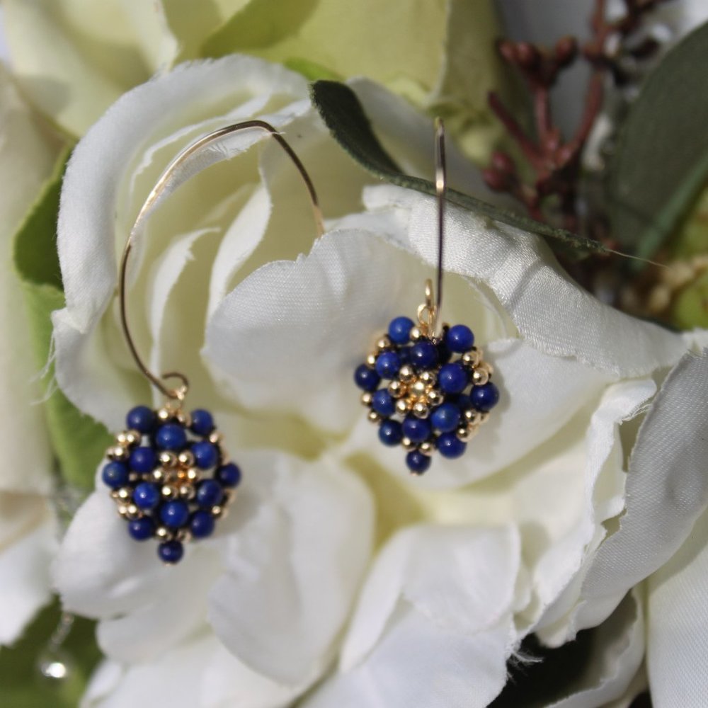 Lapis Lazuli and 14kt Gold Filled Dangle Earrings - Picture 9 of 16